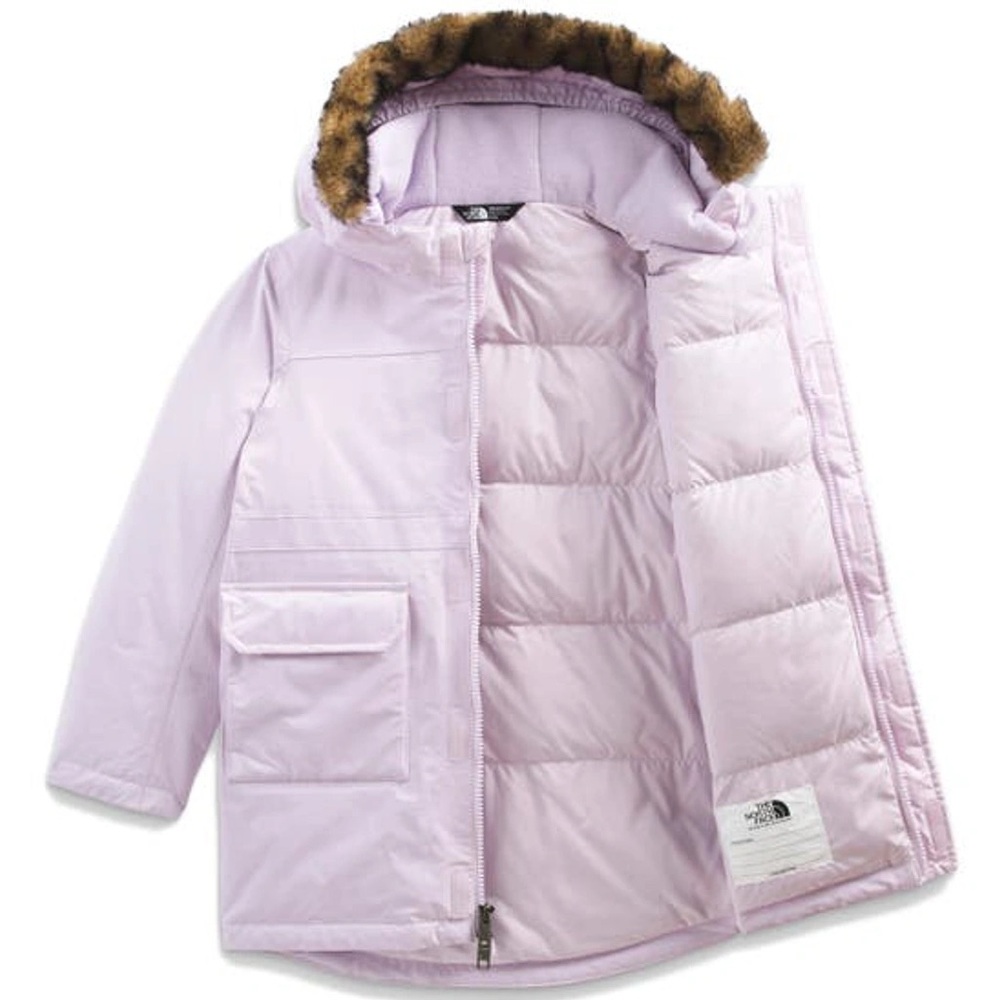 The North Face Lilac Puffer Jacket with Faux Fur Hood